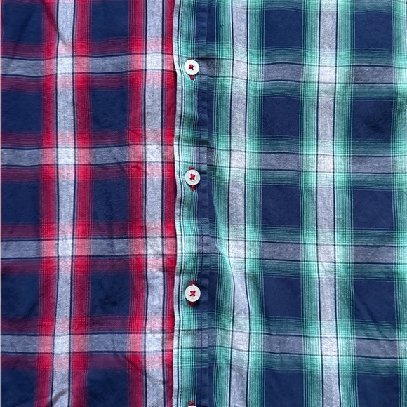 Bold Red and Blue Plaid Casual Button Down Shirt - Picture 6 of 9